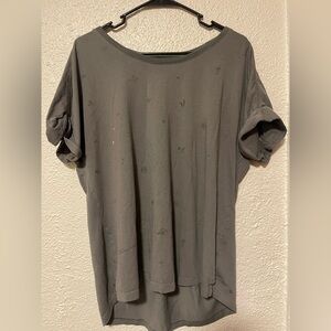 REI Gray Oversized Cuffed Sleeve T-Shirt
